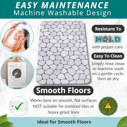 ENKOSI Bath Mat for Tub and Shower Floors - Non Slip Shower Mat – Anti Slip Bathtub Mat with Strong Suction Cup Grip – Soft, Pebble Print Bathroom Mat for Inside Bath and Showers (28x16 Pebble) - color: Pebble