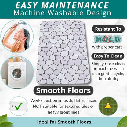 ENKOSI Bath Mat for Tub and Shower Floors - Non Slip Shower Mat – Anti Slip Bathtub Mat with Strong Suction Cup Grip – Soft, Pebble Print Bathroom Mat for Inside Bath and Showers (28x16 Pebble) - color: Pebble