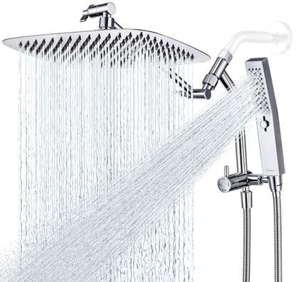 G-Promise 12 Inch All Metal Rain Shower Head with Handheld Spray (Chrome) | Suits Every Height, Pause Mode Diverter, Massage Mode Handheld, Full Body Coverage, Easy to Install, Modern Bath Upgrade - color: Chrome, size: 12 Inch