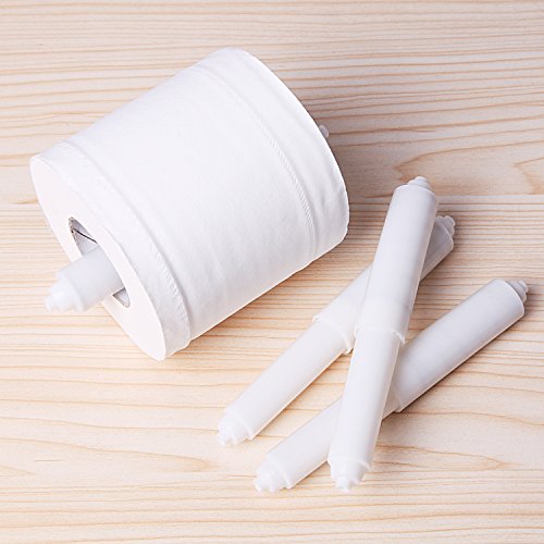 LazyMe 8 Pcs Toilet Paper Holder Roller 6" Plastic Spring Replacement Rod | Universal Toilet Paper Roller Rod, White Plastic Spring Loaded Rod for Bathroom Home