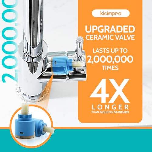 Chrome Kitchen Faucet, Kitchen Faucets for Sink 3 Hole High Arc Single Handle Stainless Steel Commercial RV Camper Kitchen Faucet with Pull Down Sprayer llaves para fregaderos de cocina - color: Chrome, size: 15.2 Inches