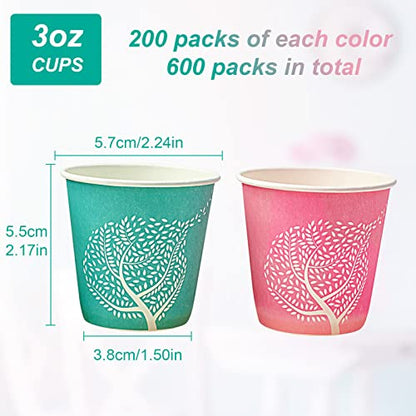 LITOPAK 600 Pack 3 oz Paper Cups, Colorful Disposable Mouthwash Cups 3 oz | Small Paper bathroom cups, 3 ounce paper cups for medicine, mouthwash, snacks, bath rinsing, paint mixing, and more - style: 600pack Colour mixture