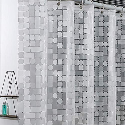 WELTRXE EVA Shower Curtain Liner Waterproof, Clear 8G Heavy Duty Plastic Shower Curtain Liner with Magnets for Bathroom Shower Stall, Bathtubs, Thick Liner Without Chemical Smell, 72 x 72,12 Hooks - color: Clear - Geometric, size: 72"W x 72"L (Pack of 1)