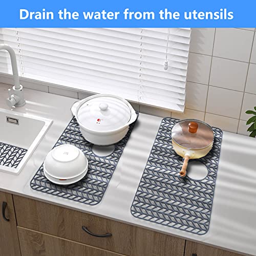 Sink Protectors for Kitchen Sink 28.4"x 15.2"Rear Silicone Sink Mat | Various sizes and styles,Protector for sinks and dish,Withstand to 500F,Food-grade silicone.Non-slip and raised feet - size: 28.4"x15.2"