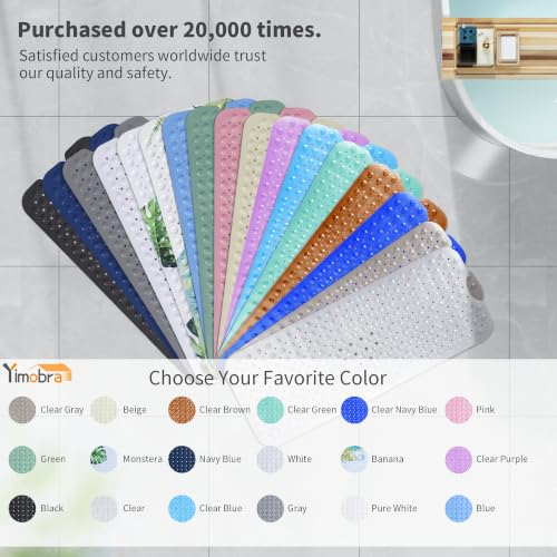 Yimobra Non Slip Bathtub Mat 40 x 16 Inch, Extra Long Shower Mat with Drain Holes, Machine Washable Baby Bath Mats, Strong Suction Cups for Bathroom Floor, Clear Purple - color: Clear Purple