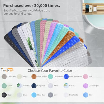 Yimobra Non Slip Bathtub Mat 40 x 16 Inch, Extra Long Shower Mat with Drain Holes, Machine Washable Baby Bath Mats, Strong Suction Cups for Bathroom Floor, Clear Purple - color: Clear Purple