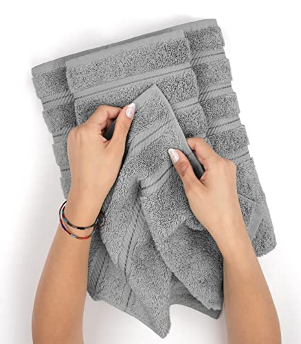 American Soft Linen 100% Cotton Luxury Turkish Towels, 6 Piece Towel Set | Soft Absorbent Quick Dry OEKO Tex Standard 100 Certificated Durable Machine Washable Premium Hotel Quality - color: Light Grey