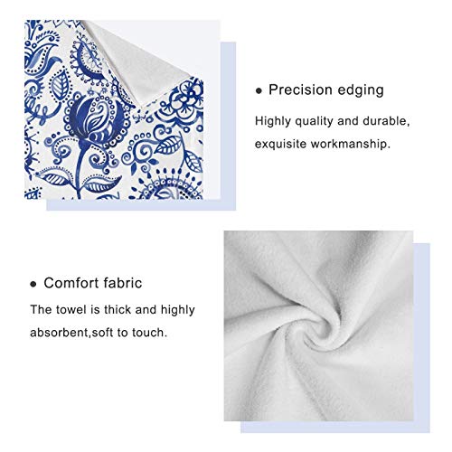 ALAZA Towels Set of 3 Blue Paisley Hand Towel Bath Towel Washcloth Soft Thin Face Guest Towel Kitchen Tea Dish Towels Bathroom Decorations Housewarming Gifts - color: Multi02