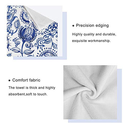 ALAZA Towels Set of 3 Blue Paisley Hand Towel Bath Towel Washcloth Soft Thin Face Guest Towel Kitchen Tea Dish Towels Bathroom Decorations Housewarming Gifts - color: Multi02