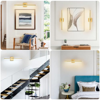 LED Bathroom Vanity Light, Modern Bathroom Light Fixture Over Mirror (3000K/4000K/6000K, Dimmable), Vanity Light Bar with Angle Adjustable, 24 Inch, Brass - color: Brass, size: 24 inch