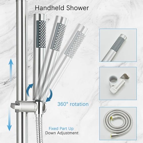 Rain Shower System Outdoor Shower Fixtures with 8" Rain Shower Head Handheld Sprayer Single Handle Wall Mounted Bathroom Shower Faucet Set Brushed Nickel for Bathroom or Backyard - color: ‎Brushed Nickel, style: Two Modes