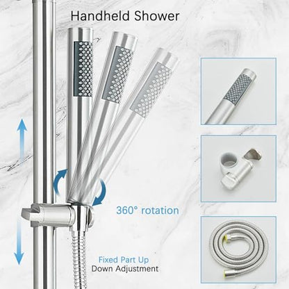 Rain Shower System Outdoor Shower Fixtures with 8" Rain Shower Head Handheld Sprayer Single Handle Wall Mounted Bathroom Shower Faucet Set Brushed Nickel for Bathroom or Backyard - color: ‎Brushed Nickel, style: Two Modes
