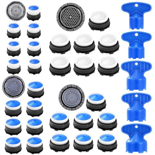 28 pcs Faucet Aerators with 5 Pcs Faucet Aerator Key Aerators Replacement Inserts for Sink M16.5 18.5 21.5 24 mm for Bathroom or Kitchen