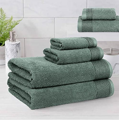 100% Cotton Ultra Soft 6 Pack Towel Set, Contains 2 Bath Towels 28x55 inchs, 2 Hand Towels 16x24 inchs & 2 Washcloths 12x12 inchs, Compact Lightweight & Highly Absorbant - Jade - color: Jade, size: 6 Pack Towel Set