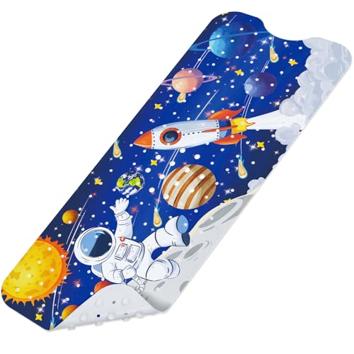 SHUCHING Baby Bath Mat for Tub Non Slip-40x16 Inch, Space Astronaut | Bathtub Mat for Kids & Toddler Mold Free, Long Shower Mat for Inside Shower with Suction Cup, Machine Washable - color: Space