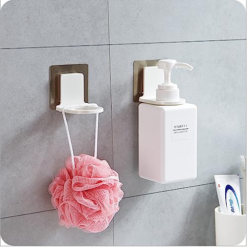 10 Pcs Wall Mounted Pump Hand Stand Hanging Jar Hanger Rack Wall Mounted Pump Hand Stand, Drill Free Wall Soap Dispenser Lotion Container for Kitchen Bathroom,Soap Bottle Dispenser Holder