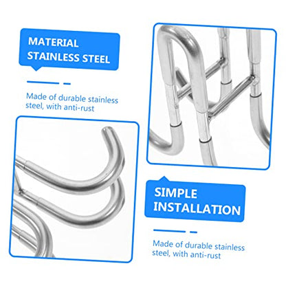 WOONEKY Stainless Steel Bathroom Hook Over Door Shower Organization Hooks Installation Towel Loofah Bathrobe Squeegee Holder - size: 12.00X11.30X4.80CM