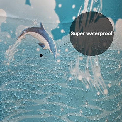 Plastic Shower Liner - Premium PEVA 6G Shower Curtain Liner with Rustproof Grommets and 3 Weighted Magnets, Waterproof Shower Curtain for Bathroom(Blue Dolphin, 72”*72”) - color: Blue Dolphin, size: 72”*72”