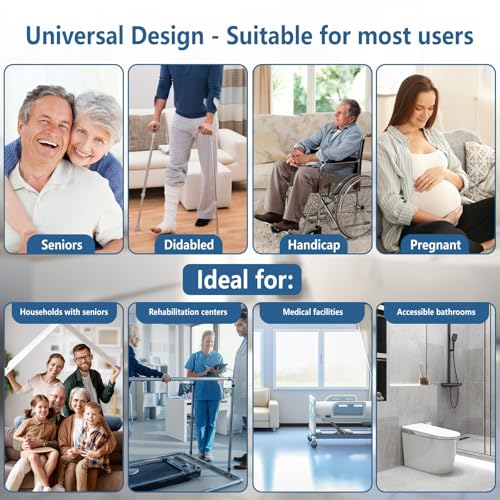 Raised Toilet Seat Riser with Footrest & Handles, 500 lbs | Adjustable height and width, fits standard toilets, ideal for elderly, disabled and pregnant users