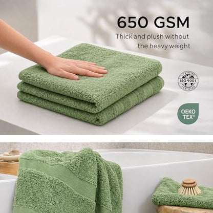 Veteran Textile LLC, Luxury Hotel & Spa, Turkish Cotton Dark Green Towels Bathroom Sets | 6 Pieces Fairfield Green Bath Towels | Soft and Absorbent Green Towel Set for Your Bathroom - color: Sage Green