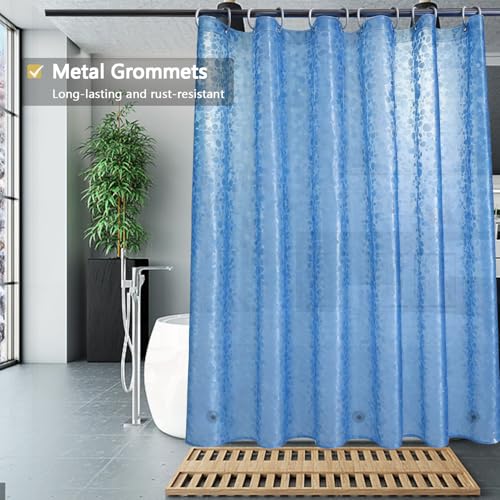 Shower Curtain Liner, Waterproof EVA 3D Shower Curtains with Duty Heavy Bottom Magnets and Rust Proof Grommets, Weighted Shower Liner for Shower Stall, Bathtubs - color: Blue Pebble, size: 72"W x 78"L (Pack of 1)