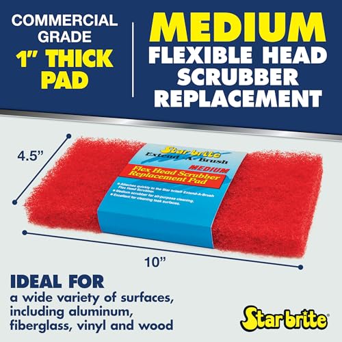 STAR BRITE Large Scrub Red Pad with Flexible Head Scrubber, Medium Texture - color: Red Scrubber (Medium)
