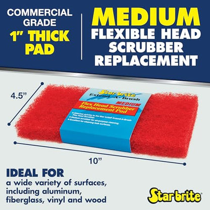 STAR BRITE Large Scrub Red Pad with Flexible Head Scrubber, Medium Texture - color: Red Scrubber (Medium)