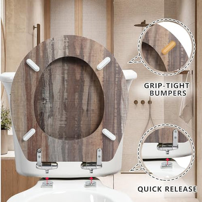 Angol Shiold Toilet Seat ROUND Molded Wood 16.5Inch(Board) | Quietly Close and Quick Release Metal Hinges, Easy to Install also Easy to Clean - color: Board, size: Round-16.5“