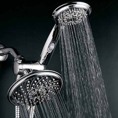 HotelSpa - Shower Heads with Handheld Spray - High Pressure Shower Head - 6 Inch Showerhead, 4 Inch Handheld Shower Head - 2-in-1, 30-Setting Shower Heads, 5-to-7 Foot Shower Hose, Showerspa (Chrome) - color: Chrome