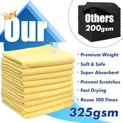 Simple Houseware 16" x 24" Microfiber Cleaning Towels, Heavy Duty 9 Pack | 325 GSM Reusable for Home, Kitchen and Car - size: 9 Pack