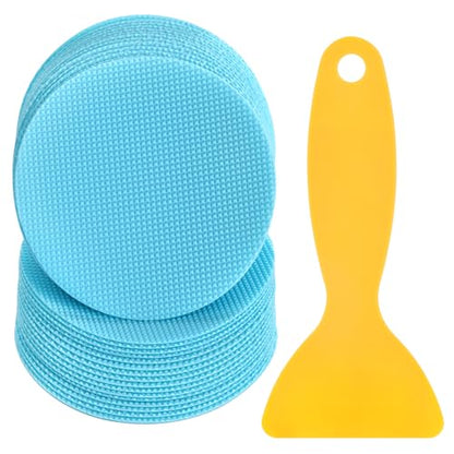 Anti Slip Shower Stickers - 50 PCS Bathtub Non Slip Stickers with Premium Scraper for Bath Tub Shower Bathroom Edge of Bath Tub Shower Floor Swimming Pool Stairs Ladders Boats (Blue)