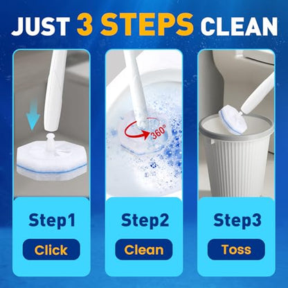 20 Pack Toilet Brush Refills, Disposable Toilet Cleaning Pads | Textured Toilet Scrubber Replacement Heads for Bathroom Cleaning, Designed for Everyday Household Use - size: 1 Count (Pack of 20)