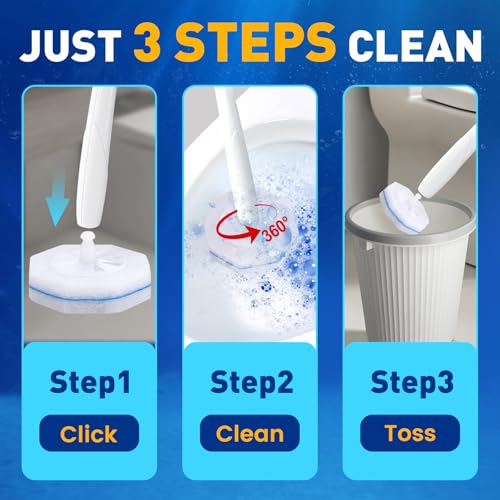 150 Pack Toilet Brush Refills, Disposable Toilet Cleaning Pads | Textured Toilet Scrubber Replacement Heads for Bathroom Cleaning, Designed for Everyday Household Use - size: 1 Count (Pack of 150)