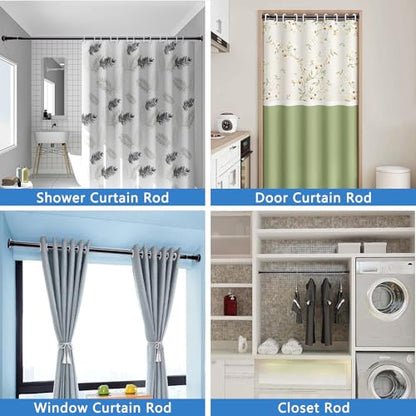 Black Shower Curtain Rod 28"-102", Never Rust Anti-Slip Adjustable Tension Curtain Rods No Drilling, Heavy Duty Spring Enlarged Diameter 1" Tension Rod for Bathroom/Closet/Room Divider - color: Black, size: 28"-102"