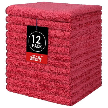 HOMEXCEL Washcloths 12PK, Ultra Soft&Highly Absorbent Face Towels, 12X12 in | Multi-Purpose Towels, Microfiber Wash Cloths for Bathroom, Hotel, Spa, Gym, and Kitchen, Machine Washable, Red - color: Red