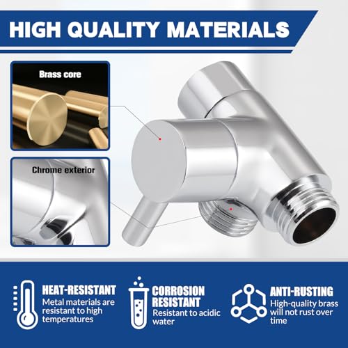 All Metal 2-Way Shower Arm Diverter Valve, G1/2 Solid Brass Shower Splitter for Handheld and Fixed Showerhead – Universal Bathroom Diverter Replacement Part Chrome - color: Chrome