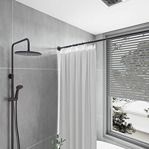 Naiture Aluminum 36" Straight Shower Curtain Rod, Oil Rubbed Bronze | One-Piece Rod, Cut to Fit, Rustproof, Heavy-Duty Zinc Alloy Flange, Permanent Wall Mount, Mounting Hardware Included - color: Oil Rubbed Bronze, size: 36''