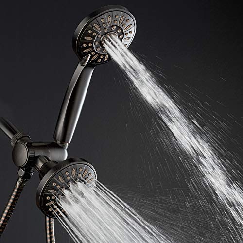 AquaDance Oil Rubbed Bronze Premium High Pressure 48 3-Way Combo for The Best of Both Worlds – Enjoy Luxurious Rain Head and 6-Setting Hand Held Shower Separately or Together | Enjoy Two 6-Setting Rain & Hand Showerheads Separately or Together for the Bes