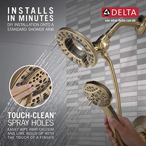 Delta Arvo 14 Series Brushed Gold Shower Faucet Set with In2ition 2-in-1 Dual Shower Head with HandHeld Spray Combo, Valve Trim Kit, Champagne Bronze 142840-CZ-I (Valve Included) - color: Champagne Bronze
