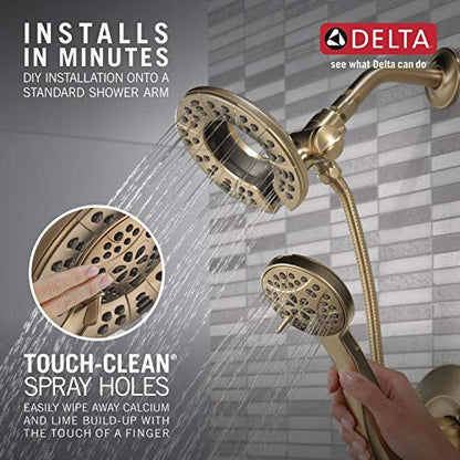 Delta Arvo 14 Series Brushed Gold Shower Faucet Set with In2ition 2-in-1 Dual Shower Head with HandHeld Spray Combo, Valve Trim Kit, Champagne Bronze 142840-CZ-I (Valve Included) - color: Champagne Bronze