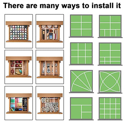 12Pcs Adjustable Drawer Dividers 0.1Inch Thickness DIY Grid Dividers 40x5cm Plastic Organizer Separator for Socks Underwear Makeup Cosmetic Clothes