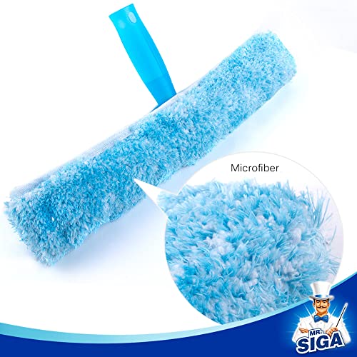 MR.SIGA Professional Window Squeegee & Microfiber Window Scrubber, 14 inch | 2 in 1 squeegee window cleaner tool - size: 14-inch