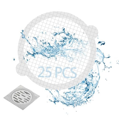 25pcs Disposable Shower Drain Hair Catcher Hair Trap for Shower Drain Mesh Stickers Shower Strainer for Bathroom Tub Kitchen Sink Shower Drain Cover Hair Stopper (White 25) - color: White 25