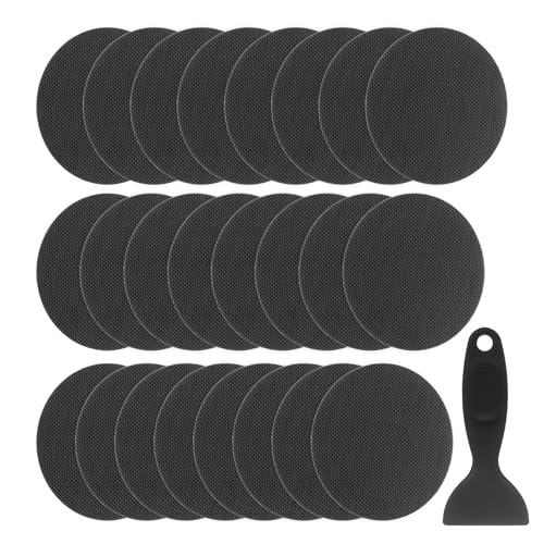 HARFINGTON 24pcs Non Slip Bathtub Stickers Bath Shower Floor 4" Anti-Slip Adhesive Sticker Tape Oval Style Decals with Scraper for Bathroom Kitchen Bathtub Treads Stairs, Black - color: Black