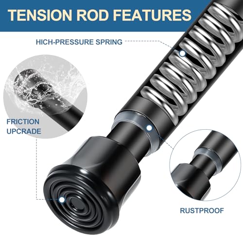 Cupboard Bars Spring Tension Rod, Adjustable 16-28 Inches, No Drilling Small Tension Shower Curtain Rod Ideal for Small Windows, Lockers, Kitchen，Wardrobes 4PC-13TD16-28BLKx4 - color: black, size: 16"-28" 4pcs