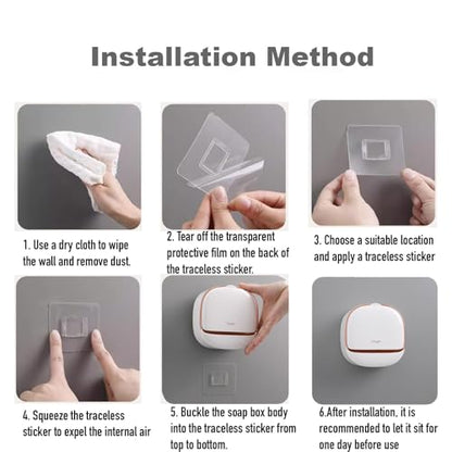 Soap Holder Dish Shower, Bar Soap Holder with Drainage, Self Draining Soap Holder, Wall Mounted Soap Box Tray Container for Bathroom, Bathtub Kitchen Sink (1PC White) - color: 1pc White