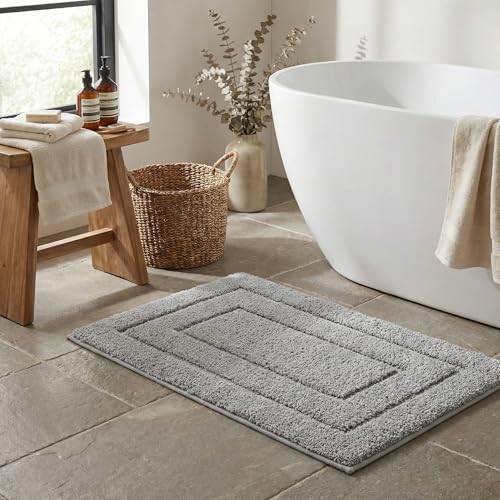 GRANNY SAYS Gray Bathroom Rugs, Bath Mats for Bathroom Non-Slip, Super Soft and Water Absorbent, Microfiber Bath Rugs, Machine Wash Dry, Bath Rugs for Floor, Tub and Shower, 16" x 24" - color: Grey, size: 1'4" x 2'