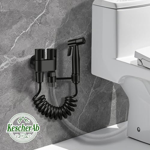 Handheld Toilet Bidet Sprayer for Toilet | Adjustable Water Pressure Control with Complete Bidet Spray Hoses Kit for Feminine Wash, Cloth Diaper Sprayer for Baby Wash - color: Black