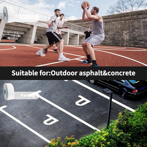 Reflective Pavement Marking Tape Slip-Resistant and Durable, Heavy-Duty Rubber Base for Outdoor Applications, Perfect for Driveways, Walkways, and Parking Areas (White, 4 Inch X 18 Feet) - size: 4 Inch x 18 Feet