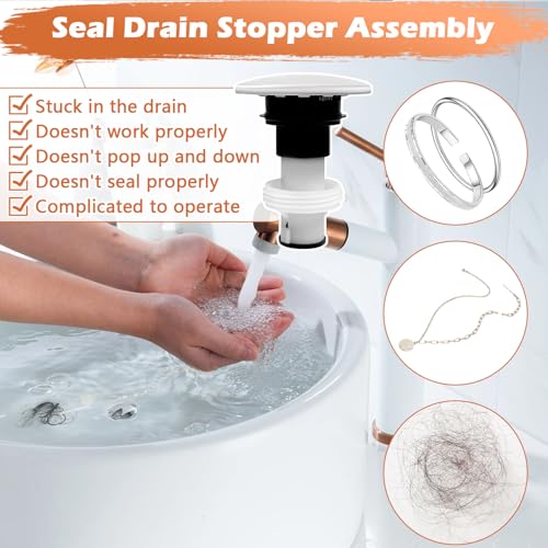 972098A Drain Stopper Polished Chrome Sink Stopper | 972-098A Drain Sink Plug Part Push & Seal Drain Stopper Assembly 35338-06XX